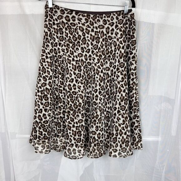 vintage 90s Larry Levine cheetah print chiffon midi skirt sz 10 rockstar indie - Picture 6 of 10